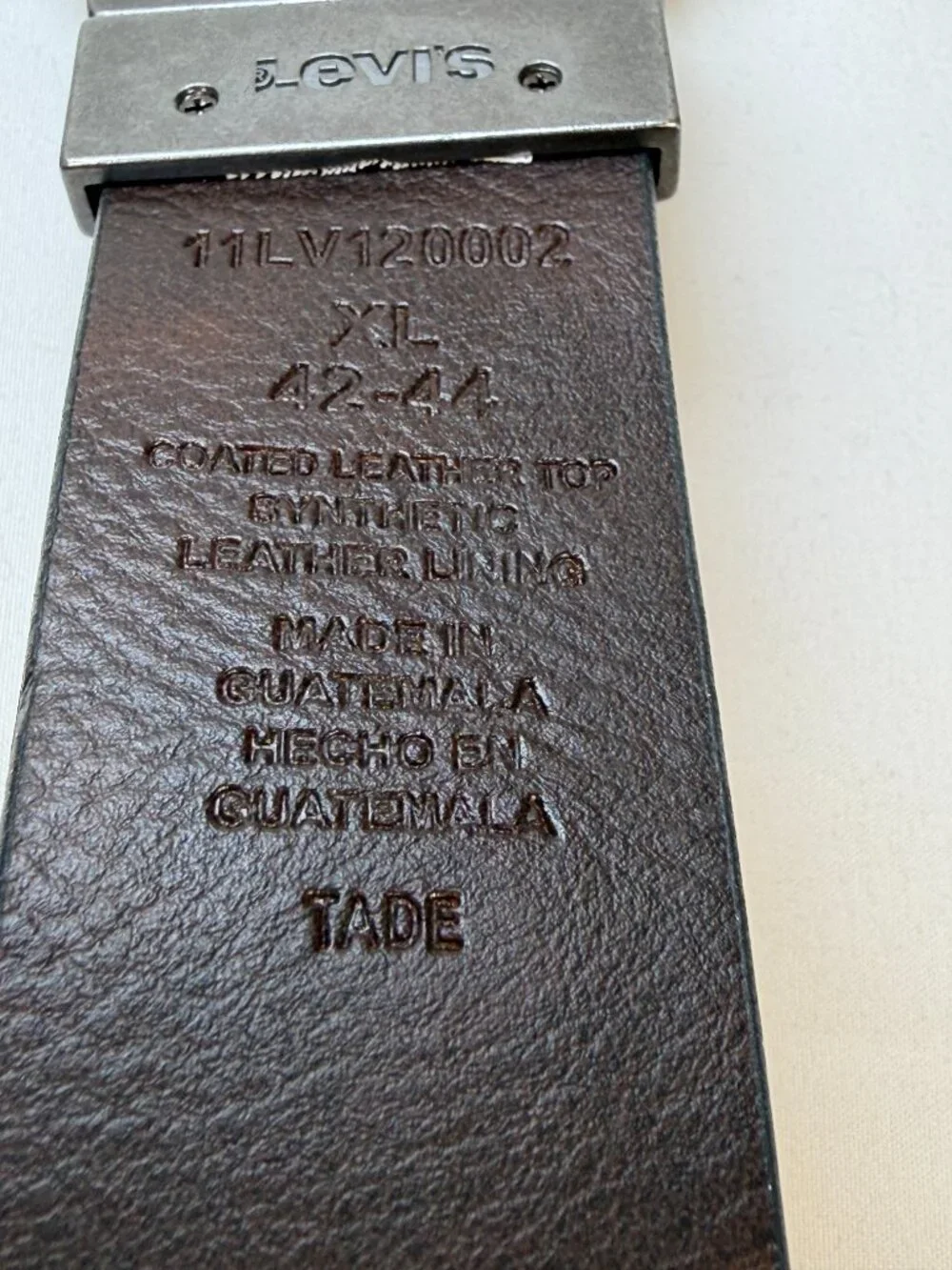 LEVI'S Reversible Belt Logo Buckle Black Brown Leather Mens XL 42-44